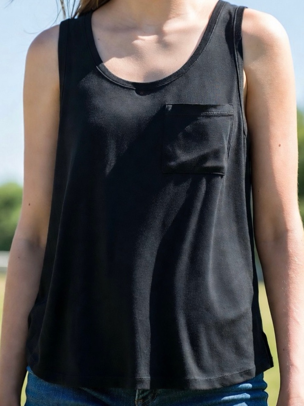 Converse One Star Black Silk Style Racerback Pocket Tank Top Blouse Target M EUC